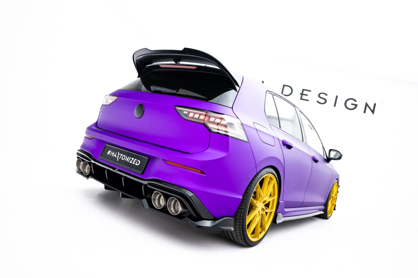 Rear Splitter (With Diffuser) V.1 compatible with Volkswagen Golf R Hatchback Mk8 / Mk8 Facelift