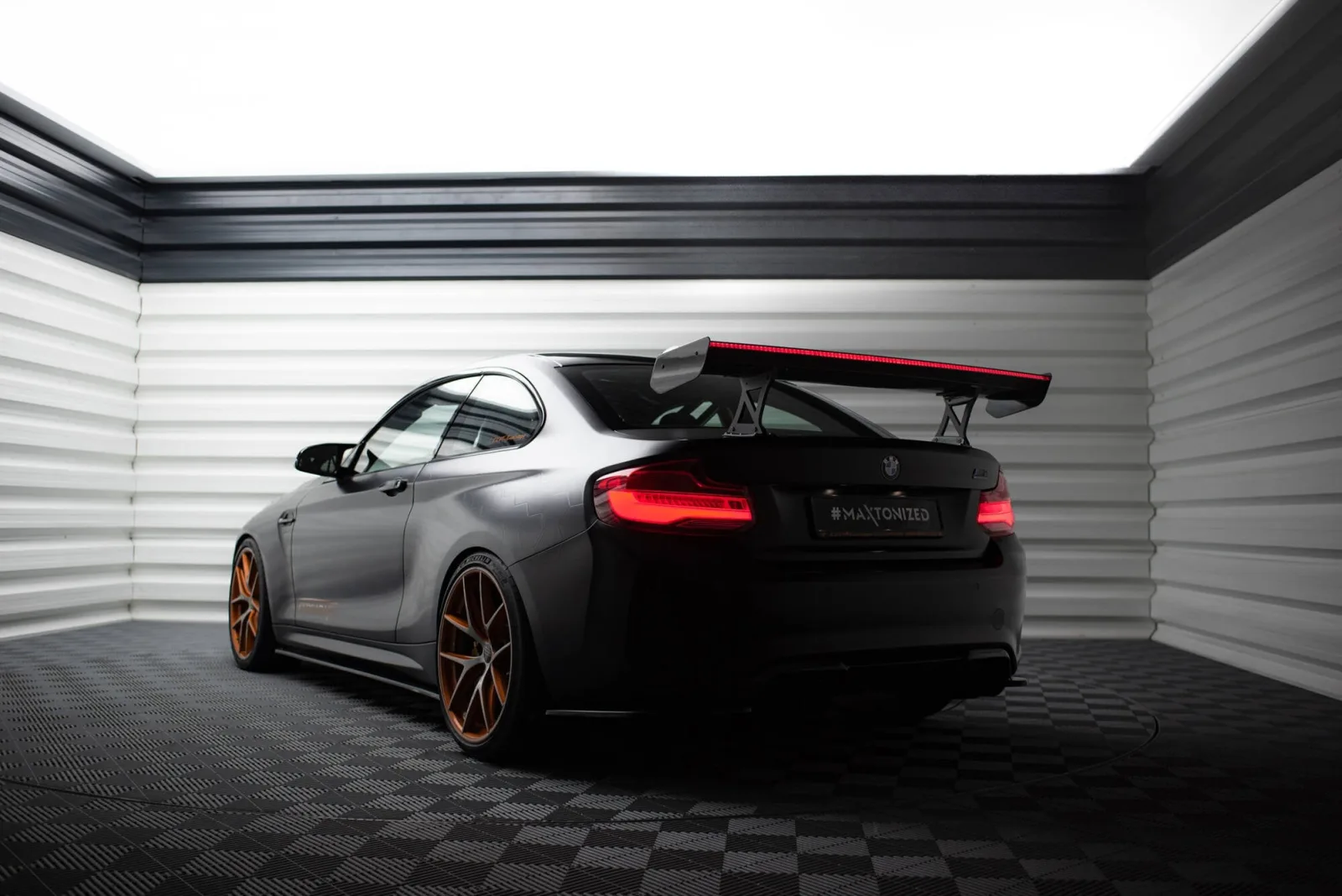 Carbon Spoiler With Internal Brackets + LED compatible with BMW M2 F87 / 2 / 2 M-Pack F22