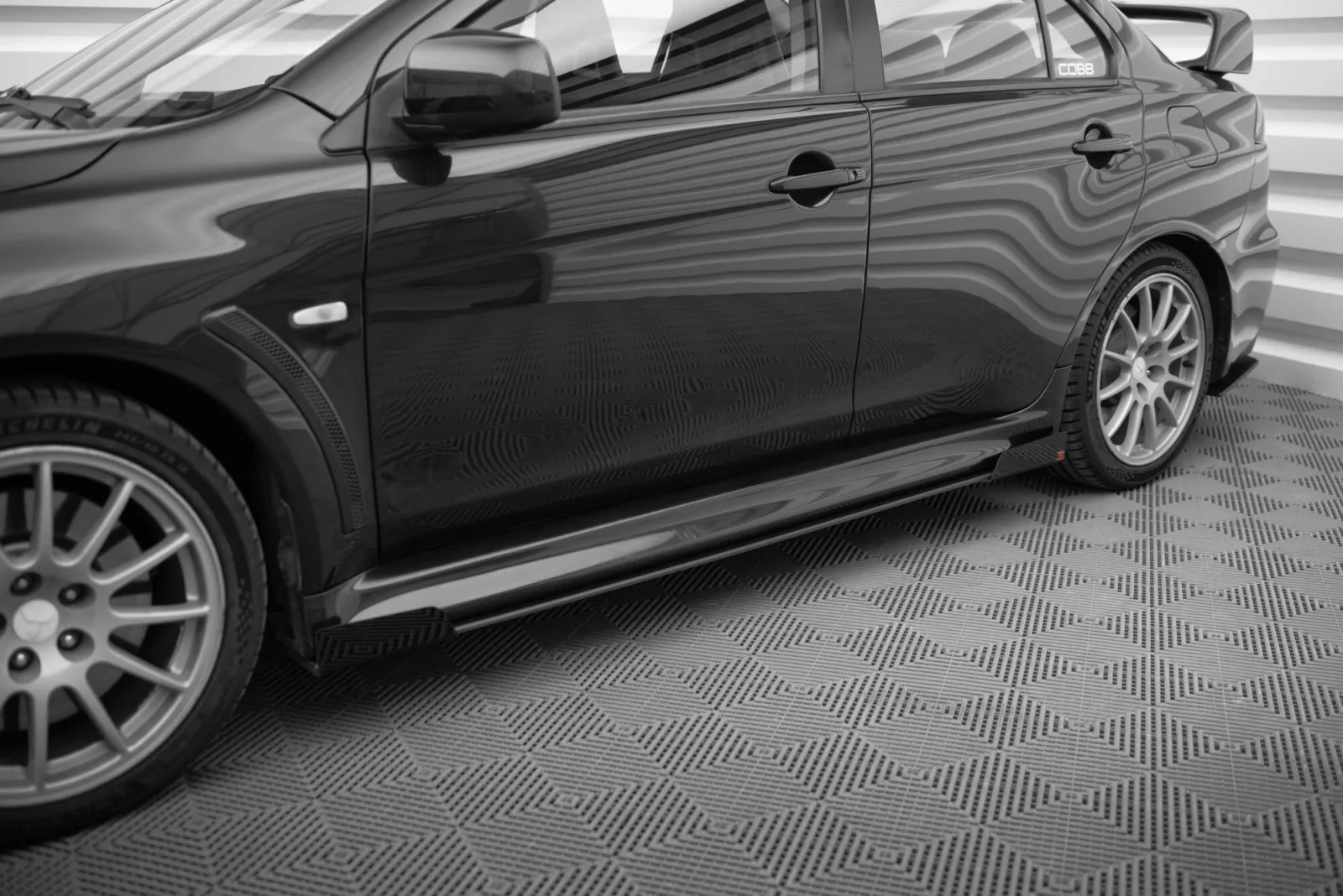 Side Skirts Diffusers Street Pro + Flaps compatible with Mitsubishi Lancer EVO X