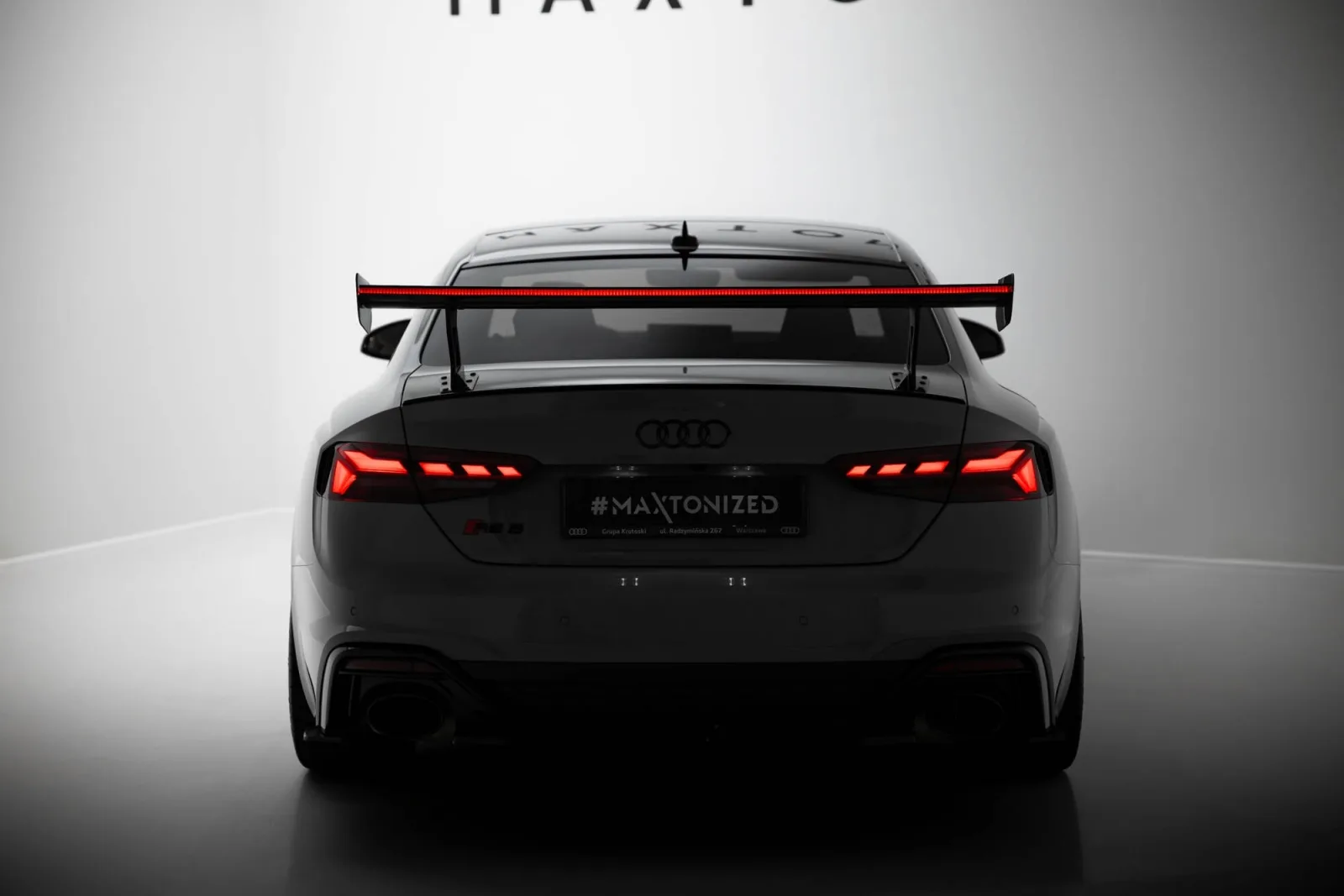Carbon Spoiler With External Brackets V.1+ LED compatible with Audi A5 / A5 S-Line / S5 / RS5 Coupe F5 / F5 Facelift