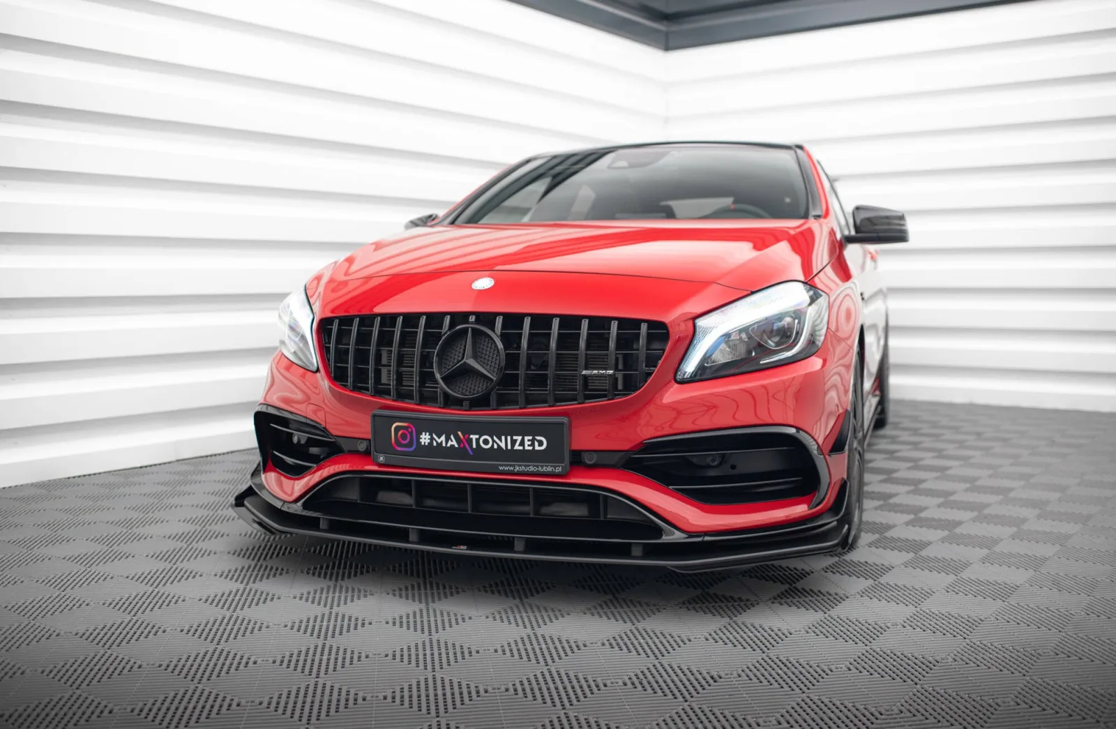 Front Splitter Street Pro + Flaps compatible with Mercedes-Benz A 45 AMG Aero W176 Facelift