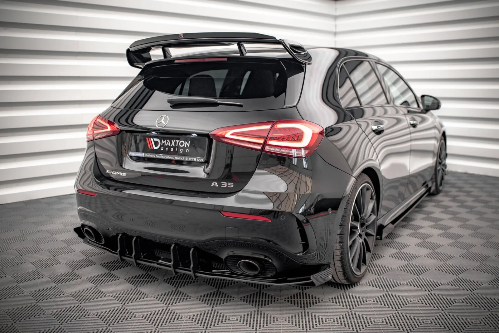 Rear Valance Street Pro + Flaps compatible with Mercedes A35 AMG Hatchback Aero Pack W177