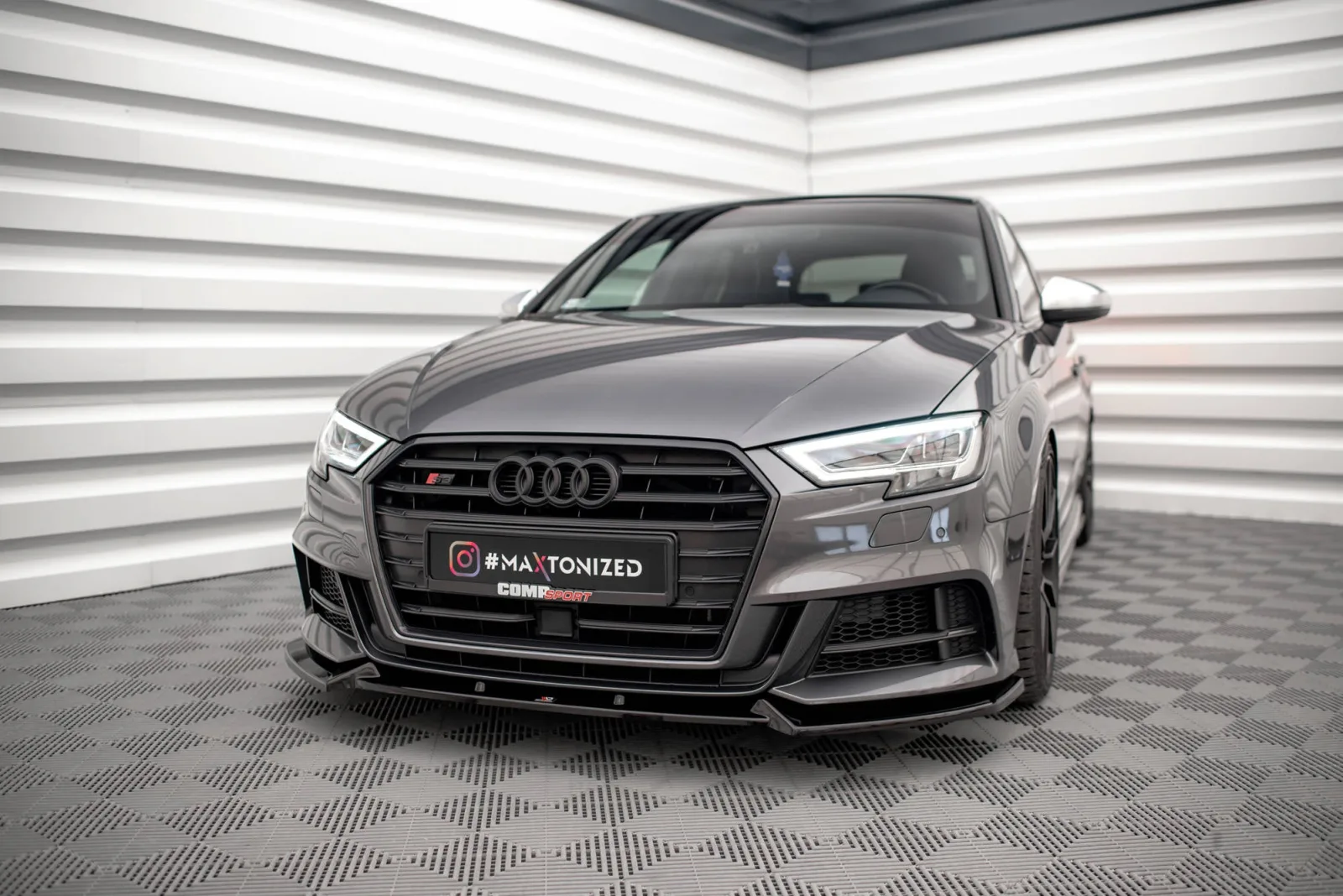 Front Splitter V.1 compatible with Audi S3 / A3 S-Line Sportback 8V Facelift