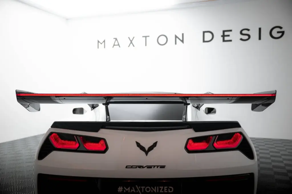 Carbon Spoiler With Top Mounts + LED compatible with Chevrolet Corvette Stingray / Grand Sport C7